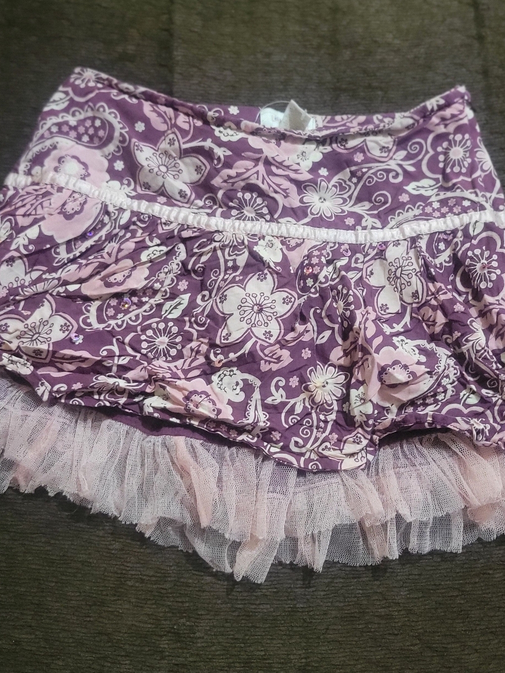 Limited Too Purple Floral Tulle Skort with Pink Trim